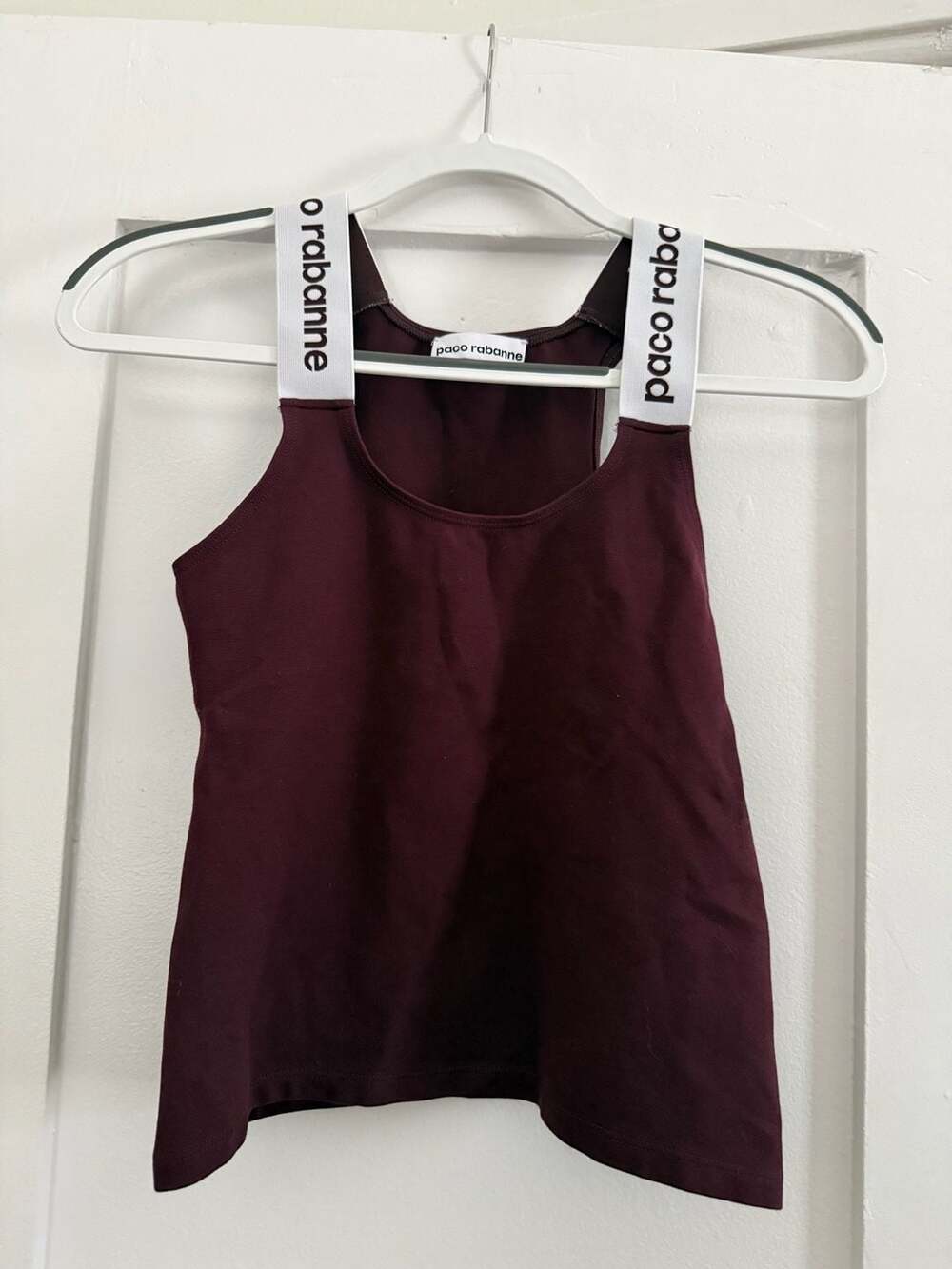 Paco Rabanne Tank Top Size XS Maroon Logo Straps